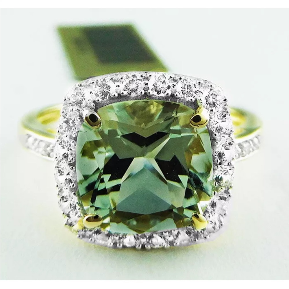 3.76ctw Genuine Peridot & White Sapphire 10K - Picture 6 of 8